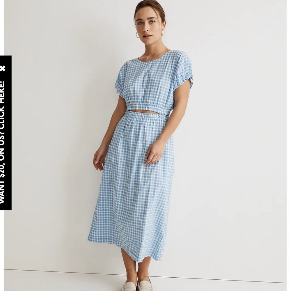 NWT Madewell Pull-On Dress Set in Gingham Check - XXL